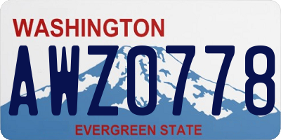 WA license plate AWZ0778