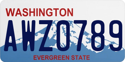 WA license plate AWZ0789