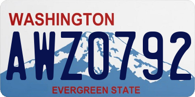 WA license plate AWZ0792