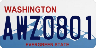 WA license plate AWZ0801
