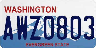 WA license plate AWZ0803