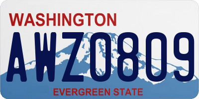 WA license plate AWZ0809
