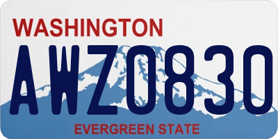 WA license plate AWZ0830