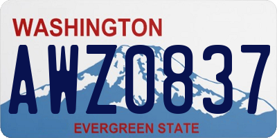 WA license plate AWZ0837