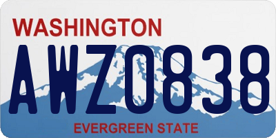 WA license plate AWZ0838