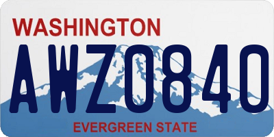 WA license plate AWZ0840