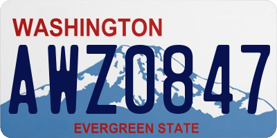 WA license plate AWZ0847