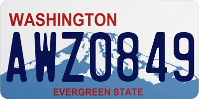 WA license plate AWZ0849