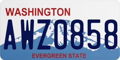WA license plate AWZ0858