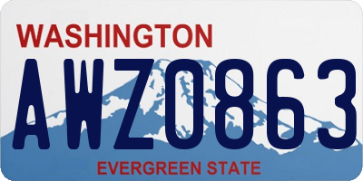 WA license plate AWZ0863