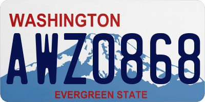 WA license plate AWZ0868