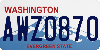 WA license plate AWZ0870