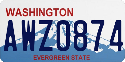 WA license plate AWZ0874