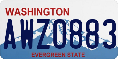 WA license plate AWZ0883