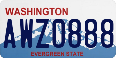 WA license plate AWZ0888