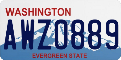 WA license plate AWZ0889