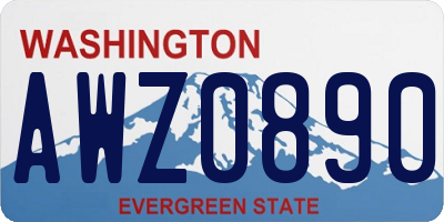 WA license plate AWZ0890