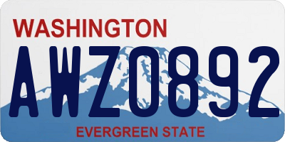 WA license plate AWZ0892
