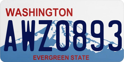 WA license plate AWZ0893