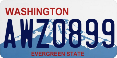 WA license plate AWZ0899