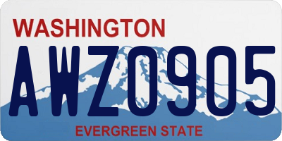 WA license plate AWZ0905
