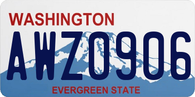 WA license plate AWZ0906