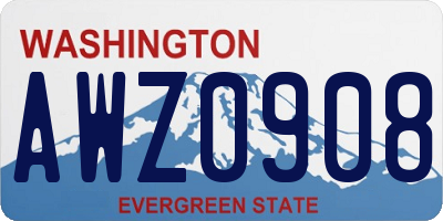 WA license plate AWZ0908