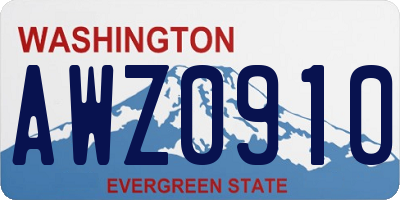 WA license plate AWZ0910