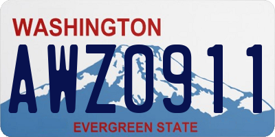 WA license plate AWZ0911