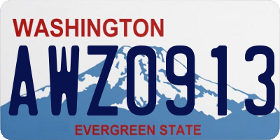 WA license plate AWZ0913