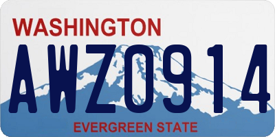 WA license plate AWZ0914