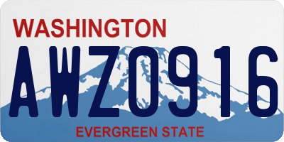 WA license plate AWZ0916