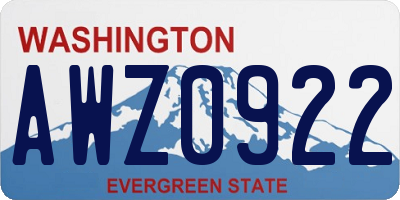WA license plate AWZ0922