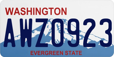 WA license plate AWZ0923
