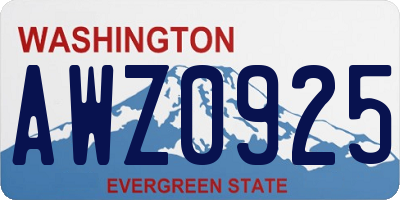 WA license plate AWZ0925