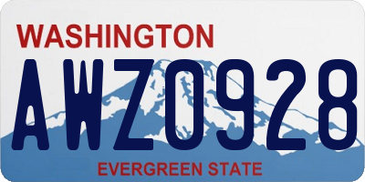 WA license plate AWZ0928