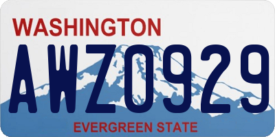 WA license plate AWZ0929