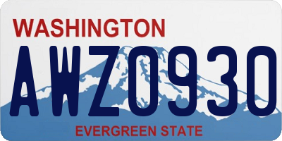 WA license plate AWZ0930