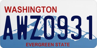 WA license plate AWZ0931