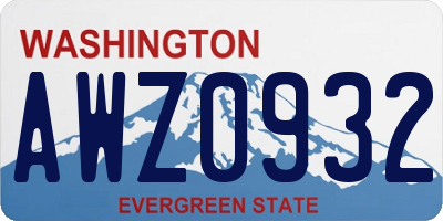 WA license plate AWZ0932