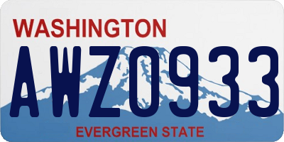WA license plate AWZ0933