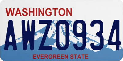 WA license plate AWZ0934