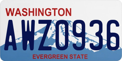 WA license plate AWZ0936
