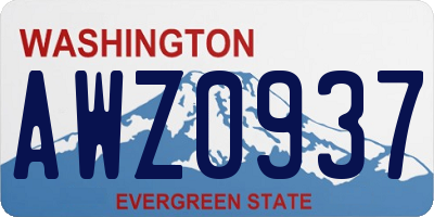 WA license plate AWZ0937