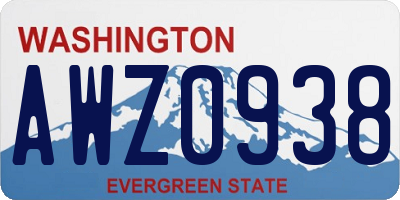 WA license plate AWZ0938