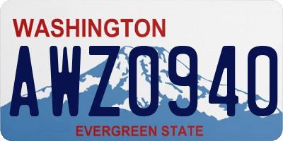 WA license plate AWZ0940