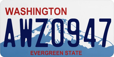 WA license plate AWZ0947