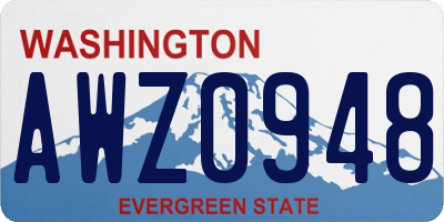 WA license plate AWZ0948