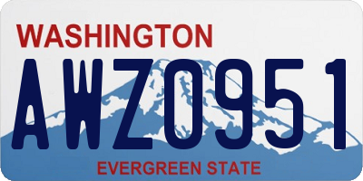 WA license plate AWZ0951