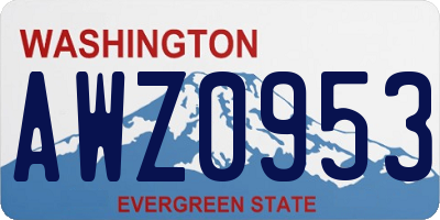 WA license plate AWZ0953